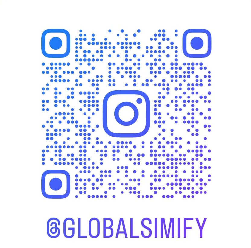 GlobalSimify Instagram QR code and @globalsimify handle